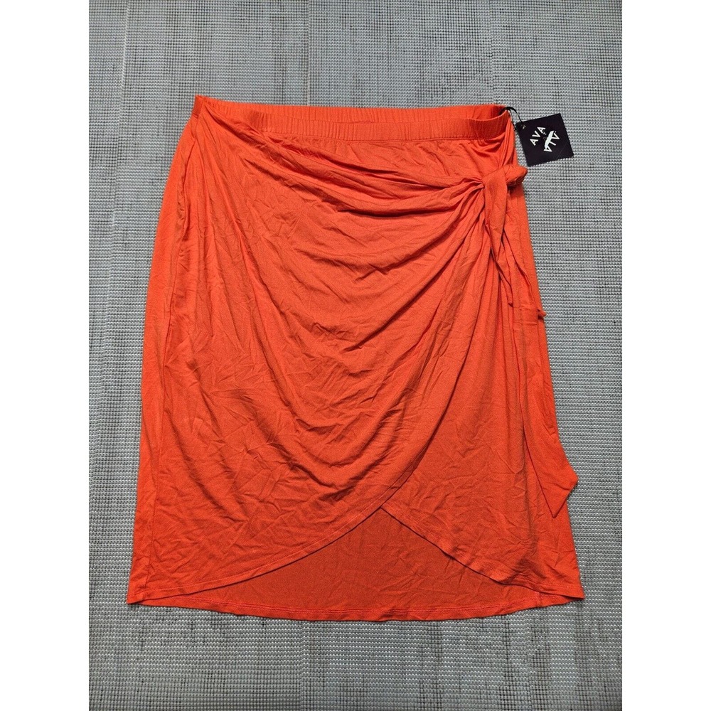 Ava & Viv Women's Plus Size Knit Tie Around Wrap Skirt Size 2X (20/22) Orange